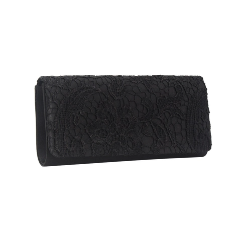 Women Evening Clutch Bag Satin Lace Floral Magnetic Closure Formal Party Wedding Shoulder Bag With Chain Strap