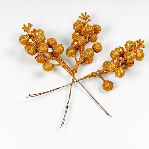 Artificial Berry Branches Glitter Sequin Stems Christmas Decoration DIY Wreath Craft Floral Ornaments Home Holiday Party