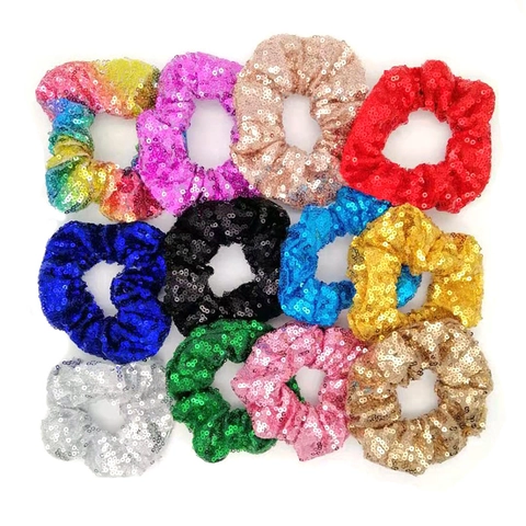 Scrunchies De Lentejuelas Coleteros Brillantes Elásticos Accesorios Para El Cabello De Fiesta Para Mujeres Niñas