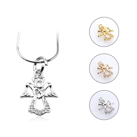 Pendentif Ange Collier Charme Cuivre Micro Pavé Zircon Religieux Aile DIY Bijoux Fabrication Accessoires