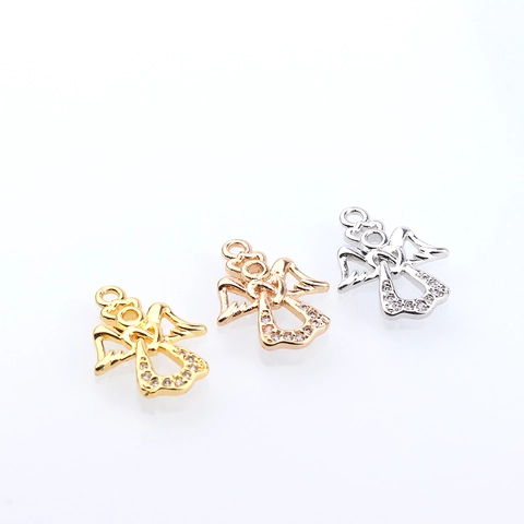 Pendentif Ange Collier Charme Cuivre Micro Pavé Zircon Religieux Aile DIY Bijoux Fabrication Accessoires