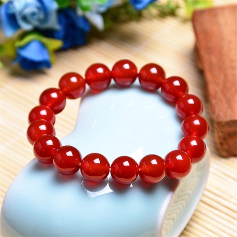 Natural Roter Achat Perlenarmband Rund Edelstein Heilenergie Poliert Elastisch Schmuck Geschenk Für Herren Damen