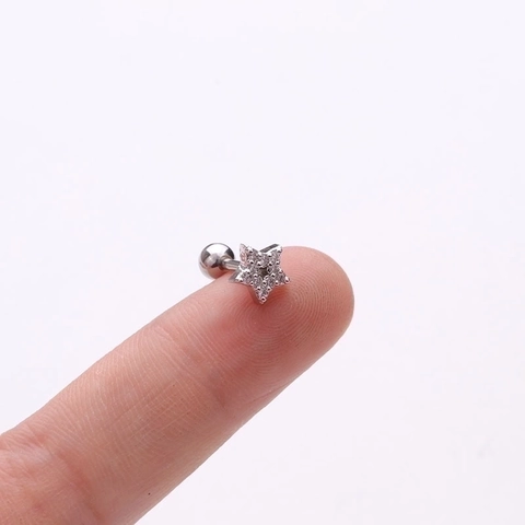 Tiny Cartilage Stud Earrings With Stainless Steel Earring Post Zircon Flower Star Moon Screw Ball Back Piercing Jewelry