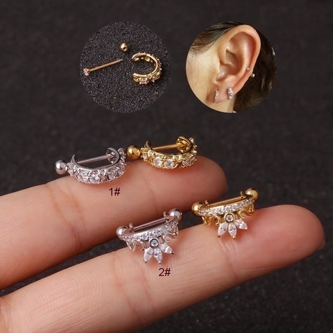 Anello In Rame Zircone Per Cartilagine Orecchio Con Stainless Steel Earring Post Corona Forma U Gioielli Da Piercing