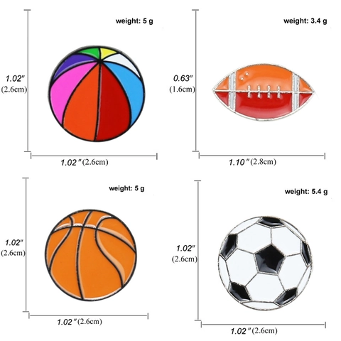 Sport Emaille Zinklegierung Brosche Fußball Basketball Rugby Strandball Pins Für Taschen Hüte Jacken Rucksäcke Kleidung Accessoires Geschenk