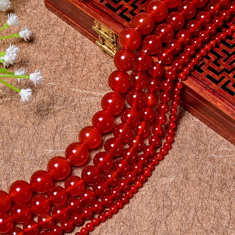 Perle In Agata Rossa Naturale Qualità Premium Pietra Preziosa Tonda Per Creazione Di Gioielli Fai Da Te Braccialetti Collane