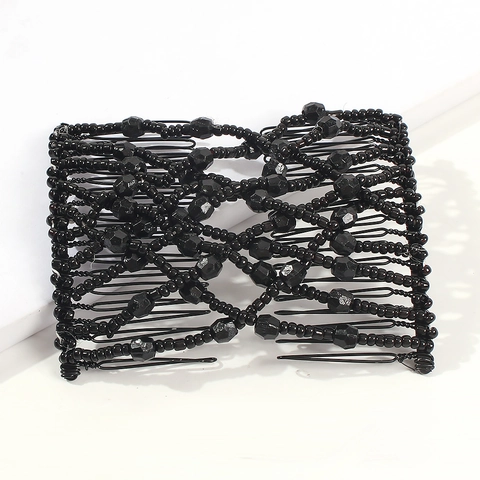 Pettine Magico Elastico con Perline Doppia Estensione per Donna Acconciature DIY Accessori per Capelli in Perline