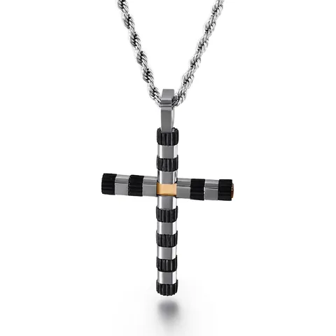 Collar Con Colgante De Cruz Acero Inoxidable Estilo Industrial Mecánico Joyería Punk Religiosa Para Hombre Unisex