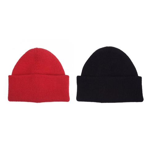 Rib-Knit Beanie Hat Solid Color Warm Cuffed Skull Cap For Toddler Kids And Adults Winter Soft Stretchy