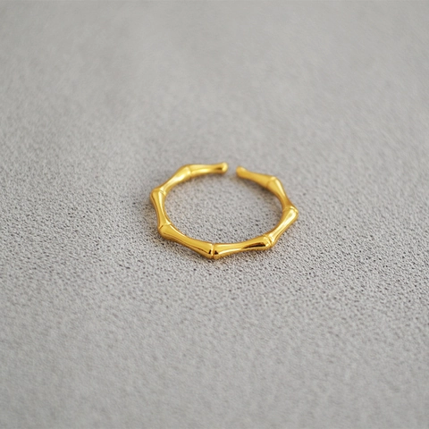 Moderne Minimalistische Messing Vergoldete Bambusknoten Offene Ring Damen Mode Individuelle Stapelbar Einstellbare Zeigefinger Schmuck