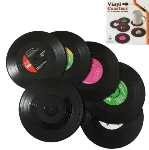 Dessous De Verre Disque Vinyle Style CD Rétro Plastique Antidérapant Résistant À La Chaleur Protection Table Café Déco