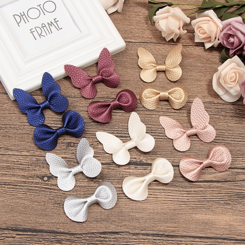 Butterfly Bowknot Hair Clips Litchi Texture PU Leather Metallic Shimmer Handmade Hairpins For Kids Girls Accessories