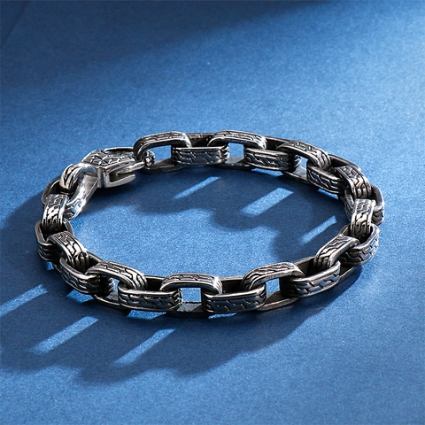 Herren Edelstahl Totenkopf Armband Gothic Punk Biker Heavy Metal Kette Schmuck Retro Silber Schwarz Vintage Cool