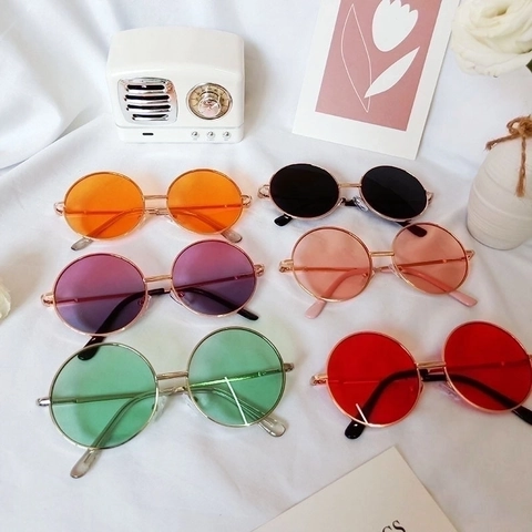 Occhiali Da Sole Rotondi Bambini UV400 Montatura Metallo Lenti Resina Stile Retro Vintage Coreano Per Neonati Ragazzi Ragazze