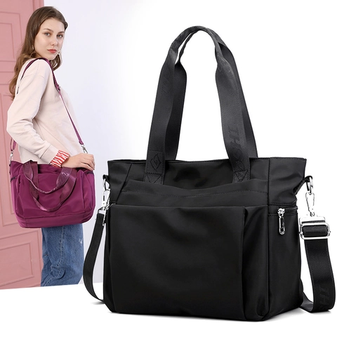 Borsa Tote In Nylon Grande Capacità Impermeabile Tasche Multiple Borsa A Spalla Leggera Per Donne Uso Quotidiano Viaggio