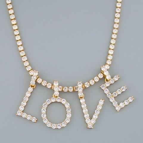 Collana Con Iniziale Alfabeto Da Donna Rame Placcato Oro 18K Con Zirconi Micro Pavé Gioiello Regalo