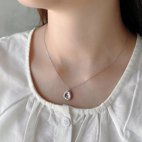Collana Con Pendente A Goccia Minimalista Argento Sterling 925 Lucidato Gioielli Geometrici Da Donna