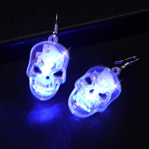 Boucles Oreilles LED Halloween Brillantes Alliage Acrylique Crâne Citrouille Nouveauté Accessoires Fête