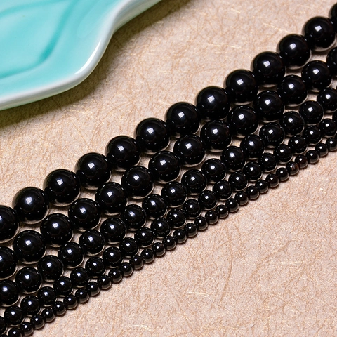Naturreiner Schwarzer Achat Runde Perlen Polierte Steinperlen Für DIY Schmuckherstellung Halsketten Armbänder Zubehör