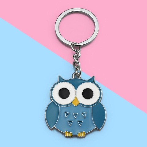 Cartoon Owl Keychain Zinc Alloy Enamel Pendant Colorful Big Eyes Bag Hanging Ornament Gift For Women Kids