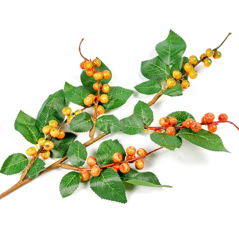 Artificial Pomegranate Berry Branches Realistic Foam Fruit Long Stem With Green Leaves For Home Wedding Table Decor Photography Props