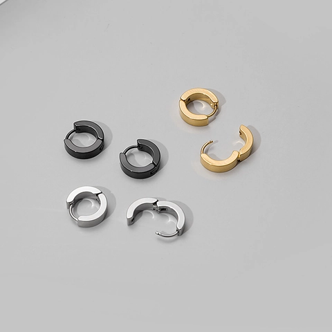 Orecchini A Cerchio Minimalisti In Acciaio Inossidabile Fibbie Per Orecchie Geometriche Rotonde E Esagonali Punk Moda Unisex