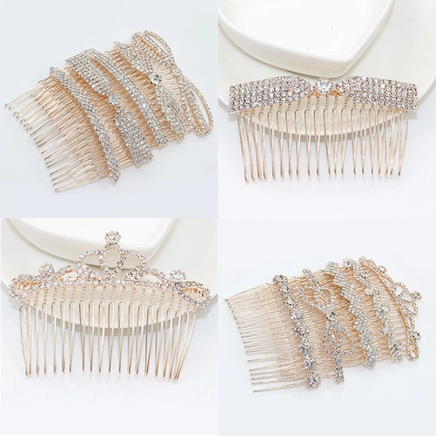 Peigne À Cheveux En Alliage De Strass Style Coréen Élégant Pour Femmes Couronne De Nœud Scintillant Accessoires De Mariée