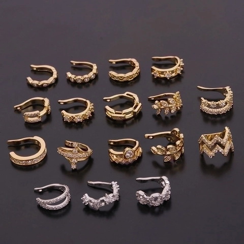 Zirkon Besetzter Kupfer Ohrmanschette Ohne Piercing U-Förmiger Knorpel Ohrclip Trendiger Schmuck Für Damen