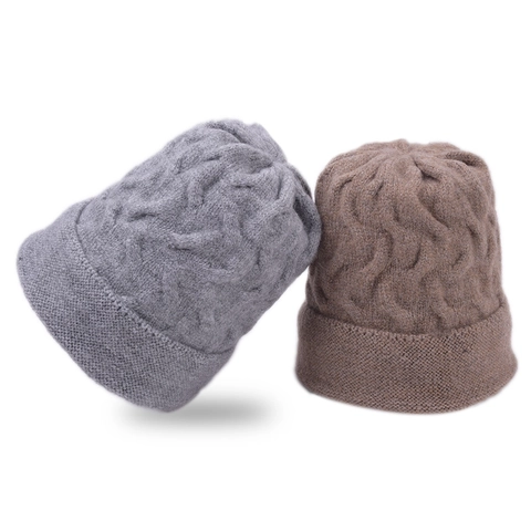 Gorro De Punto Con Trenzado Cálido Grueso Invierno Exterior Gorro Con Dobladillo Para Hombres Mujeres Color Sólido
