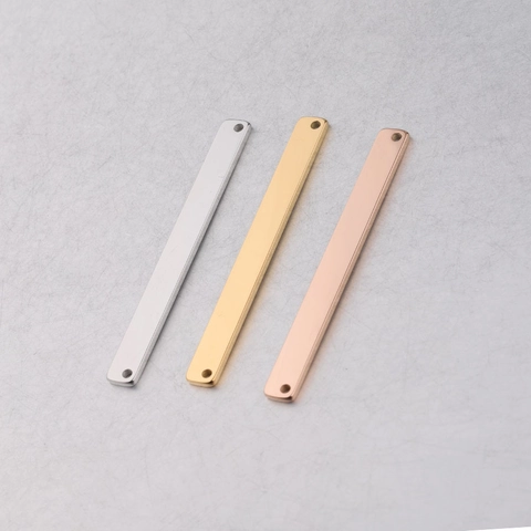 Conector Barra Rectangular Acero Inoxidable Pulido Espejo Doble Agujero Colgante Geométrico Para Fabricación Joyas DIY
