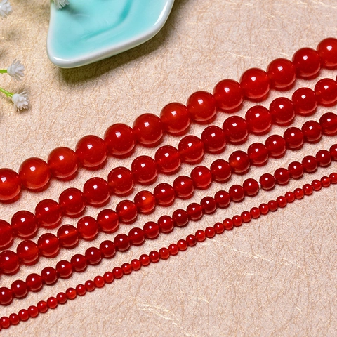 Perle In Agata Rossa Naturale Qualità Premium Pietra Preziosa Tonda Per Creazione Di Gioielli Fai Da Te Braccialetti Collane