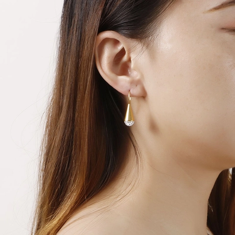 Orecchini Pendenti In Acciaio Inossidabile A Forma Di Cono Con Strass Gioielli Di Moda Per Donna Semplici