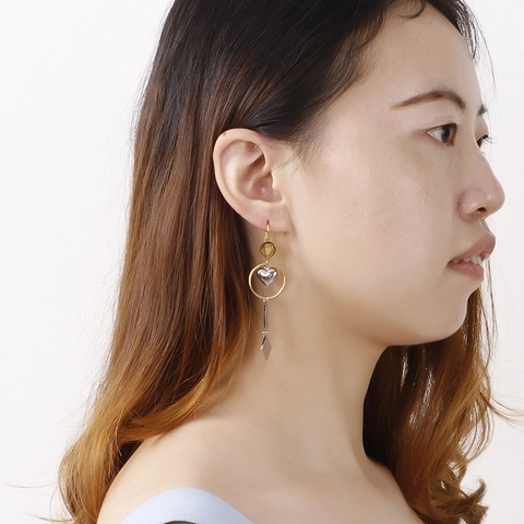Pendientes Largos Geométricos De Acero Inoxidable Corazón Círculo Cuadrado Joyería Para Mujeres Estilo Minimalista