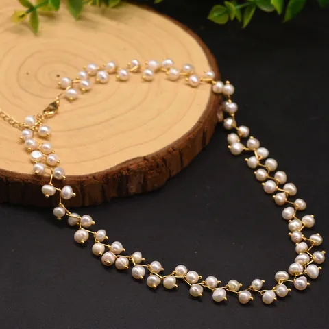 Elegante Natürliche Süßwasserperle Halskette Für Damen Vergoldetes Kupfer Sternen Choker Handgefertigte Schmuck Geschenk