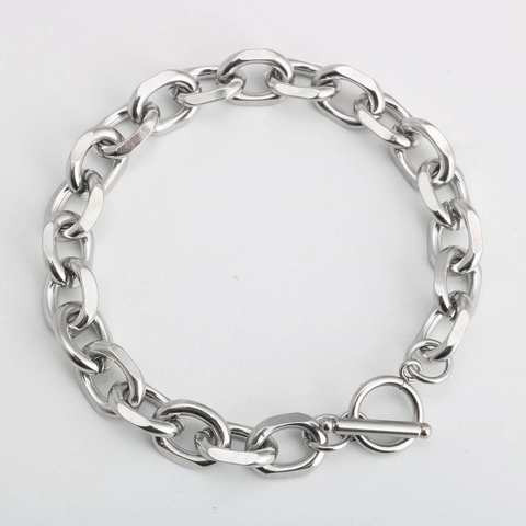 Roestvrijstalen Schakelarmband Met OT Sluiting Minimalistische Geometrische Sieraden Voor Heren En Dames