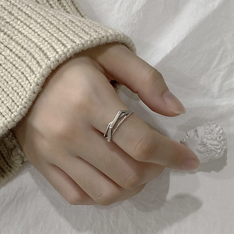 925 Sterling Zilveren Geweven Verstelbare Ring Vintage Geometrische Gedraaide Touwband Sieraden Voor Vrouwen