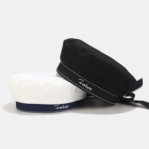 Berretto Di Cotone Alla Moda Da Donna Con Fiocco In Nastro Ricamo Forever Cappello Newsboy Retrò Traspirante