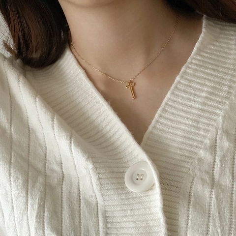 Kreuz Halskette 925 Sterling Silber Anhänger Vergoldet Retro Minimalistischer Ins Stil Schicker Schmuck Für Frauen