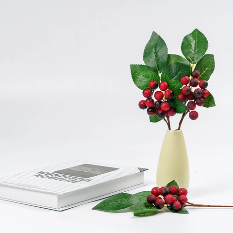 Artificial Red Berry Branch Waxberry Stem Plastic Foam Realistic Decorative Stems For Home Office Christmas Wedding Decor