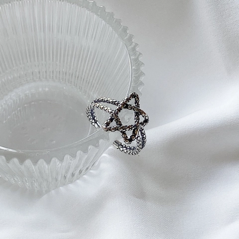 Vintage 925 Sterling Silber Stern Offener Ring Für Frauen Verstellbarer Minimalistischer Strukturierter Oxidierter Schmuck