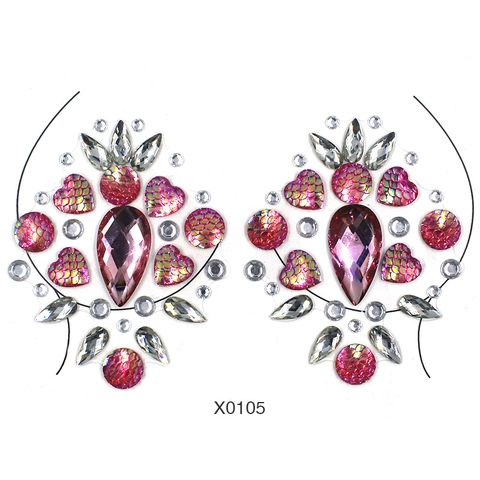 Adesivi Per Il Corpo In Strass Gioielli Per Il Petto In Cristallo Sexy Gemme Per Il Viso Autoadesivi Decorazione Per Feste Rave Per Donne