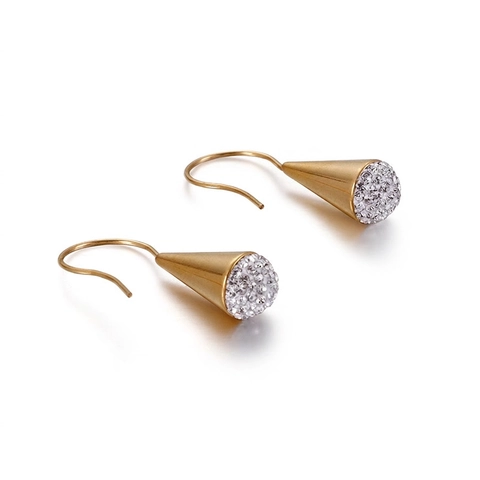 Orecchini Pendenti In Acciaio Inossidabile A Forma Di Cono Con Strass Gioielli Di Moda Per Donna Semplici