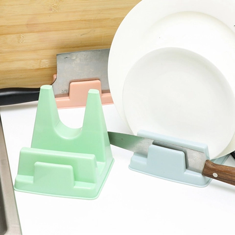 Multifunctional Pot Lid Rack Cutting Board Holder Kitchen Storage Organizer Plastic Free Standing Non-Slip Drip Tray Stand