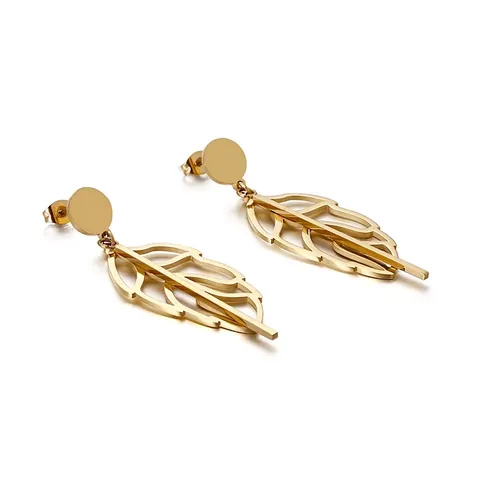 Pendientes De Gota De Hoja Calada Minimalista Acero Inoxidable Planta Geométrica Joyería Para Mujeres