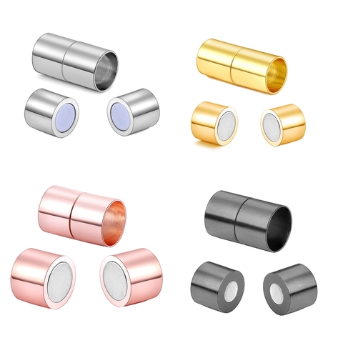 Brass Magnetic Clasps Jewelry Connectors For DIY Bracelet Necklace Making Cylindrical Polished Metal Accessories