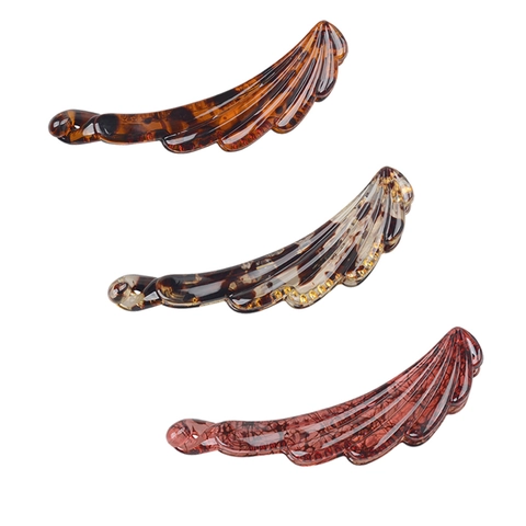 Pinzas De Pelo Banana Resina Plástico Carey Ámbar Pluma Ala Diseño Accesorios Para El Cabello Mujeres Niñas