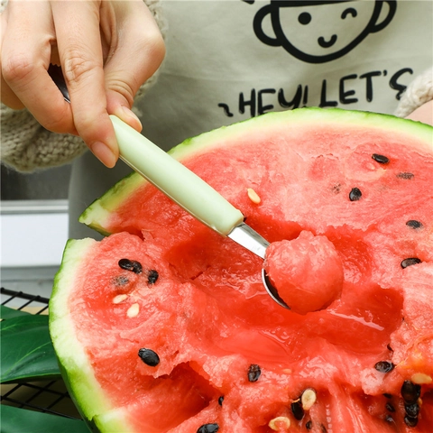 Stainless Steel Dual Purpose Fruit Baller Scoop And Carving Knife Tool For Watermelon Melon Platter Ice Cream