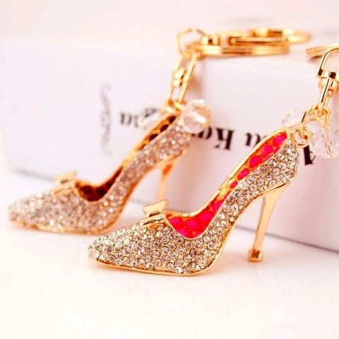 Mode High Heel Schuh Schlüsselanhänger Zinklegierung Strass Eingelegt Tasche Anhänger Auto Schlüsselring Deko Schmuck Geschenk