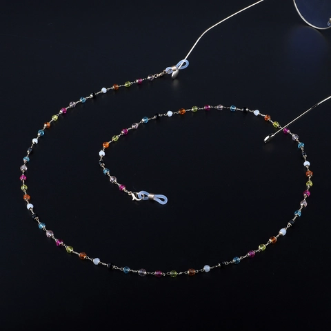 Colorful Crystal Beaded Glasses Chain Metal Gold Eyeglass Strap Holder Anti-Slip Anti-Lost Neck Cord Handmade Bohemian