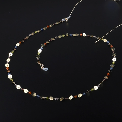 Glasses Chain Eyeglass Strap Colorful Crystal Beads Gold Metal Anti-slip Holder Neck Cord For Women Fashion Accessory